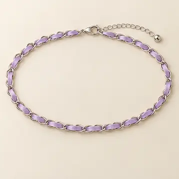 Silver / Lilac Lilac Ribbon Waist Chain